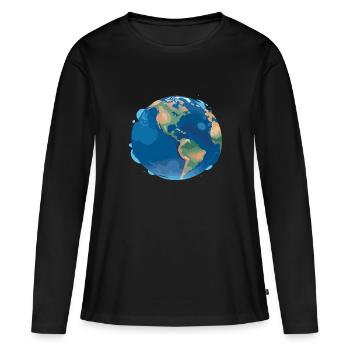 Erde - Frauen Premium Bio Langarmshirt - Schwarz - Vorne - Julia (174cm)