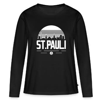 St Pauli Skyline Hamburg Souvenir St. Pauli - T-shirt manches longues Premium bio Femme - noir - Devant - Julia (174cm)