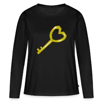 Cool clé or Moyen Âge Trésor Pirate - T-shirt manches longues Premium bio Femme - noir - Devant - Julia (174cm)
