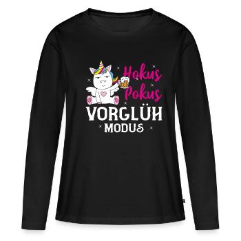 Einhorn Bier Party Hokus Pokus Vorglüh Modus - Frauen Premium Bio Langarmshirt - Schwarz - Vorne - Julia (174cm)