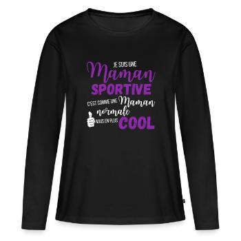 je suis une maman sportive cadeau maman - T-shirt manches longues Premium bio Femme - noir - Devant - Julia (174cm)