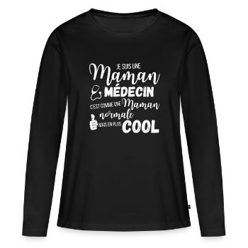 je suis une maman médecin cadeau maman - T-shirt manches longues Premium bio Femme - noir - Devant - Julia (174cm)
