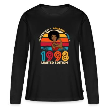 Geburtstag 1998 Afro Woman Limited Edition - Frauen Premium Bio Langarmshirt - Schwarz - Vorne - Julia (174cm)