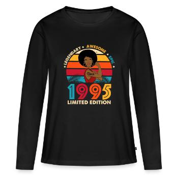 Birthday 1995 Afro Woman Limited Edition - Women's Premium Organic Long Sleeve Shirt - black - Front - Julia (174cm)