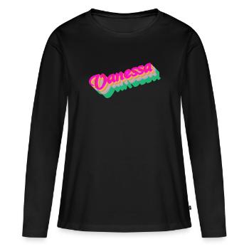 Vanessa Prénom Vintage Style - T-shirt manches longues Premium bio Femme - noir - Devant - Julia (174cm)