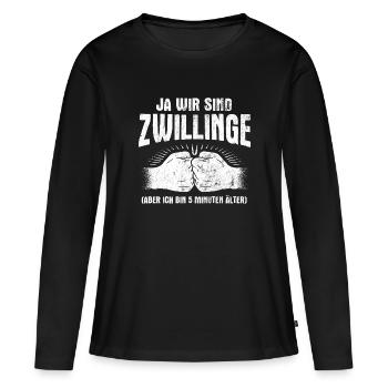 Geschenk Zwillinge Zwilling - Frauen Premium Bio Langarmshirt - Schwarz - Vorne - Julia (174cm)