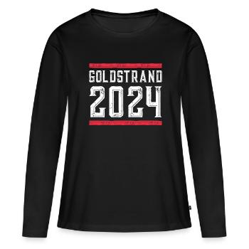 Vacances des Sables d’Or 2024 - T-shirt manches longues Premium bio Femme - noir - Devant - Julia (174cm)