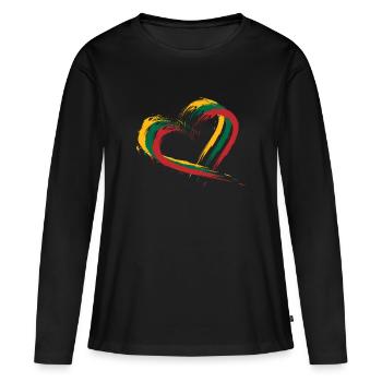 Drapeau brosse coeur de la Lituanie - T-shirt manches longues Premium bio Femme - noir - Devant - Julia (174cm)