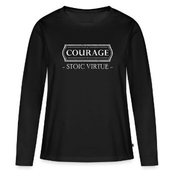 Vertu stoïcienne Courage Courage Stoïcisme - T-shirt manches longues Premium bio Femme - noir - Devant - Julia (174cm)