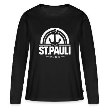 St Pauli Souvenir Hambourg Andenken St. Pauli - T-shirt manches longues Premium bio Femme - noir - Devant - Julia (174cm)