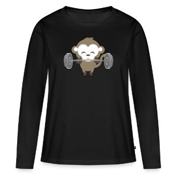 Fitness singe nouvellement - T-shirt manches longues Premium bio Femme - noir - Devant - Julia (174cm)