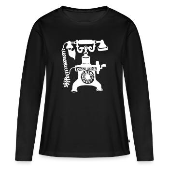 téléphone - T-shirt manches longues Premium bio Femme - noir - Devant - Julia (174cm)