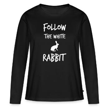 Suivez le lapin blanc - T-shirt manches longues Premium bio Femme - noir - Devant - Julia (174cm)