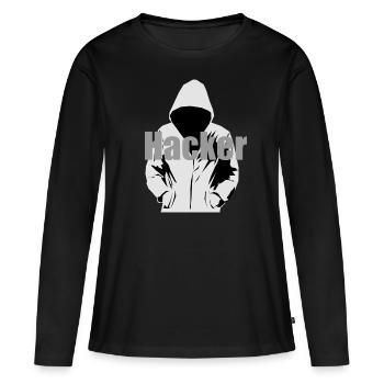 Hacker - Frauen Premium Bio Langarmshirt - Schwarz - Vorne - Julia (174cm)