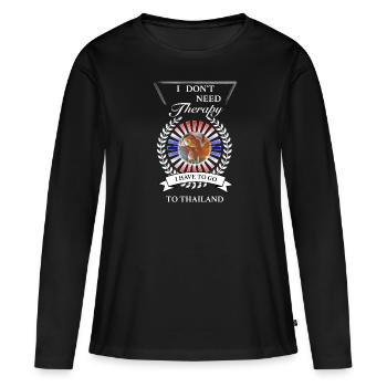 Ich muss nur nach Thailand - vermisse Thailand - Frauen Premium Bio Langarmshirt - Schwarz - Vorne - Julia (174cm)