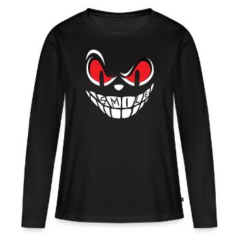 Smile Face - Frauen Premium Bio Langarmshirt - Schwarz - Vorne - Julia (174cm)