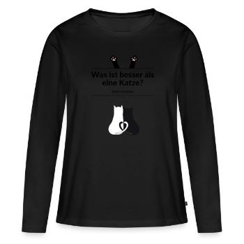 Was ist besser als eine Katze? - Zwei Katzen! - Frauen Premium Bio Langarmshirt - Schwarz - Vorne - Julia (174cm)