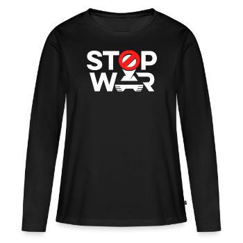 Stop War - Women's Premium Organic Long Sleeve Shirt - black - Front - Julia (174cm)
