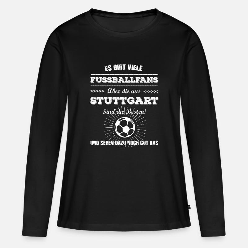 Stuttgart - Frauen Premium Bio Langarmshirt - Schwarz