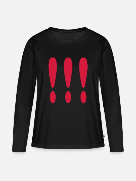 drei ausrufezeichen rot - Frauen Premium Bio Langarmshirt - Schwarz