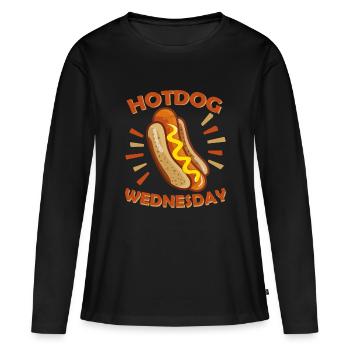 Restauration rapide - Hotdog MERCREDI - T-shirt manches longues Premium bio Femme - noir - Devant - Julia (174cm)