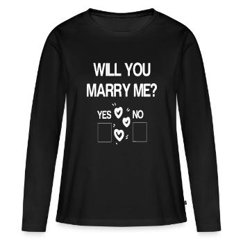 demande en mariage demande drôle amour mariage humour - T-shirt manches longues Premium bio Femme - noir - Devant - Julia (174cm)