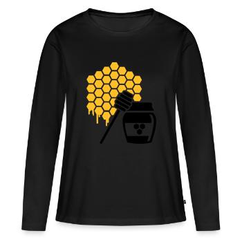 Honig - Frauen Premium Bio Langarmshirt - Schwarz - Vorne - Julia (174cm)
