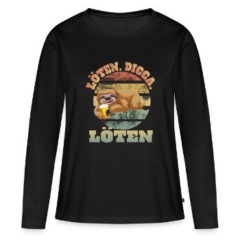 Löten Digga Faultier Trinkspruch - Frauen Premium Bio Langarmshirt - Schwarz - Vorne - Julia (174cm)