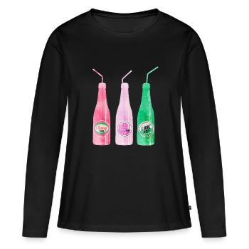 Boissons - T-shirt manches longues Premium bio Femme - noir - Devant - Julia (174cm)