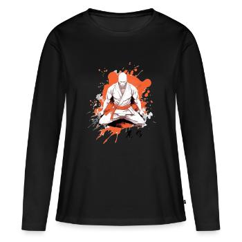 Le combattant - T-shirt manches longues Premium bio Femme - noir - Devant - Julia (174cm)