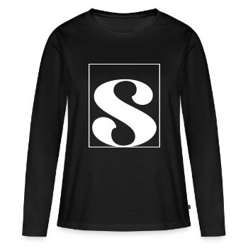 Lettre alphabet s - T-shirt manches longues Premium bio Femme - noir - Devant - Julia (174cm)