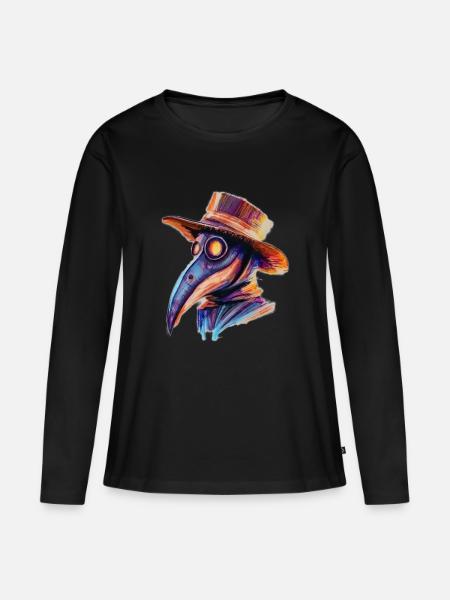 Stilisierte mittelalterliche Arztmaske - Frauen Premium Bio Langarmshirt - Schwarz