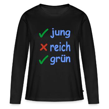 jung reich grün Version 2 - Frauen Premium Bio Langarmshirt - Schwarz - Vorne - Julia (174cm)