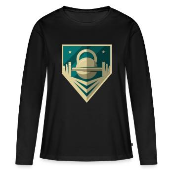 Logo d’haltère - T-shirt manches longues Premium bio Femme - noir - Devant - Julia (174cm)