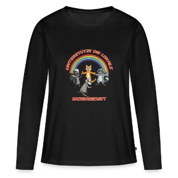 Unterstütze die lokale Nachbarschaft - Frauen Premium Bio Langarmshirt - Schwarz - Vorne - Julia (174cm)