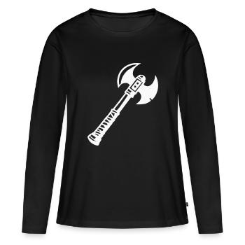Hache 1 - T-shirt manches longues Premium bio Femme - noir - Devant - Julia (174cm)