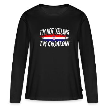 Je ne crie pas que je suis croate - T-shirt manches longues Premium bio Femme - noir - Devant - Julia (174cm)