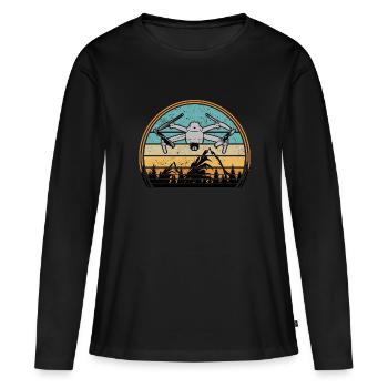 Drohnen Pilot Drohne Whoop Copter FPV Pilot Drone - T-shirt manches longues Premium bio Femme - noir - Devant - Julia (174cm)