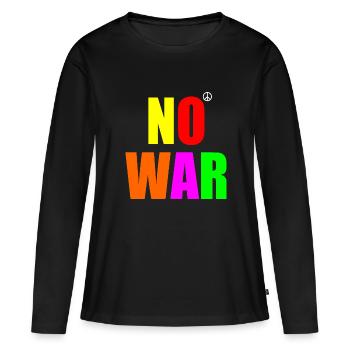 No war - T-shirt manches longues Premium bio Femme - noir - Devant - Julia (174cm)