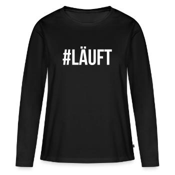 #LÄUFT - Frauen Premium Bio Langarmshirt - Schwarz - Vorne - Julia (174cm)