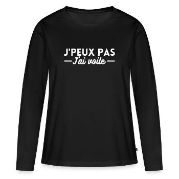 j'peux pas j'ai voile. cadeau bateau à voile - T-shirt manches longues Premium bio Femme - noir - Devant - Julia (174cm)