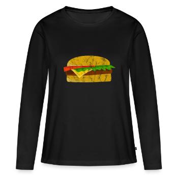 Burger - T-shirt manches longues Premium bio Femme - noir - Devant - Julia (174cm)