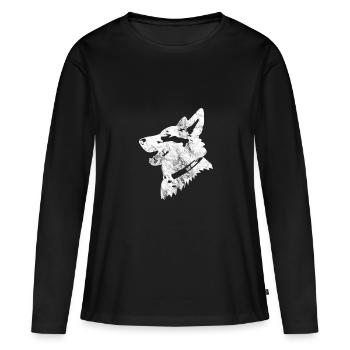 canine - Women's Premium Organic Long Sleeve Shirt - black - Front - Julia (174cm)
