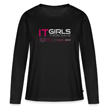 IT Filles Rose - T-shirt manches longues Premium bio Femme - noir - Devant - Julia (174cm)