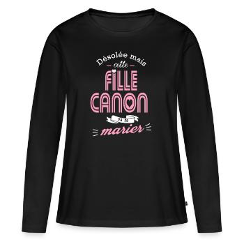 future mariée T-shirt evjf - T-shirt manches longues Premium bio Femme - noir - Devant - Julia (174cm)