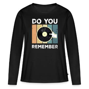 Vinyl Vintage Retro Schallplatte Plattenspieler - Frauen Premium Bio Langarmshirt - Schwarz - Vorne - Julia (174cm)