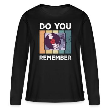 Vinyl Vintage Retro Schallplatte Plattenspieler - Frauen Premium Bio Langarmshirt - Schwarz - Vorne - Julia (174cm)