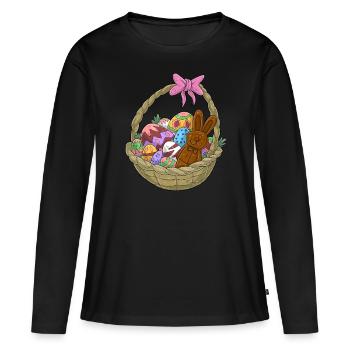 Nid de Pâques - T-shirt manches longues Premium bio Femme - noir - Devant - Julia (174cm)