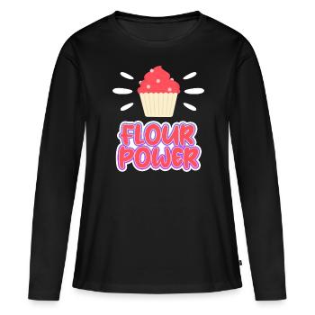 Flour Power – Gâteau Farine De Blé Tendre Cupcake - T-shirt manches longues Premium bio Femme - noir - Devant - Julia (174cm)