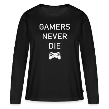 Jeu PC de jeu - T-shirt manches longues Premium bio Femme - noir - Devant - Julia (174cm)